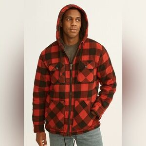 Red and Black Plaid Men's Shirt Jacket